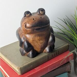 Vintage Hand Carved Wooden Toad | Folk Art Sculpture | Rustic Woodland Decor